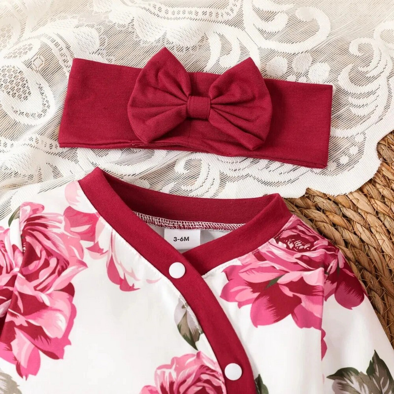 Prowow 0-12M őszi tél babaruhák lányoknak hosszú ujjú fodros cipzáras, virágos nadrágos body újszülötteknek csecsemő jumpsuit