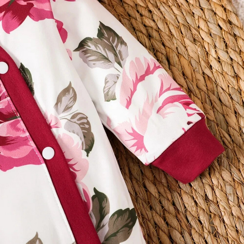 Prowow 0-12M őszi tél babaruhák lányoknak hosszú ujjú fodros cipzáras, virágos nadrágos body újszülötteknek csecsemő jumpsuit