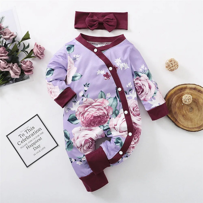Prowow 0-12M őszi tél babaruhák lányoknak hosszú ujjú fodros cipzáras, virágos nadrágos body újszülötteknek csecsemő jumpsuit