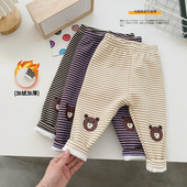 2023 Ins téli baba fiú nadrág csíkos rajzfilm bársony alsó csecsemő fiú nadrág Pamut meleg kisgyermek fiú felsőruházat nadrág