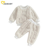 ma&baby 9M-3Y Νεογέννητο νήπιο Βρέφος Παιδί Βρέφος Κοριτσάκι Σετ Ρούχα Ρούχα Γούνινο αρκουδάκι μακρυμάνικο παντελόνι Παντελόνι Casual Φθινοπωρινές χειμερινές στολές