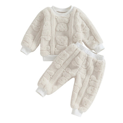 ma&baby 9M-3Y Νεογέννητο νήπιο Βρέφος Παιδί Βρέφος Κοριτσάκι Σετ Ρούχα Ρούχα Γούνινο αρκουδάκι μακρυμάνικο παντελόνι Παντελόνι Casual Φθινοπωρινές χειμερινές στολές