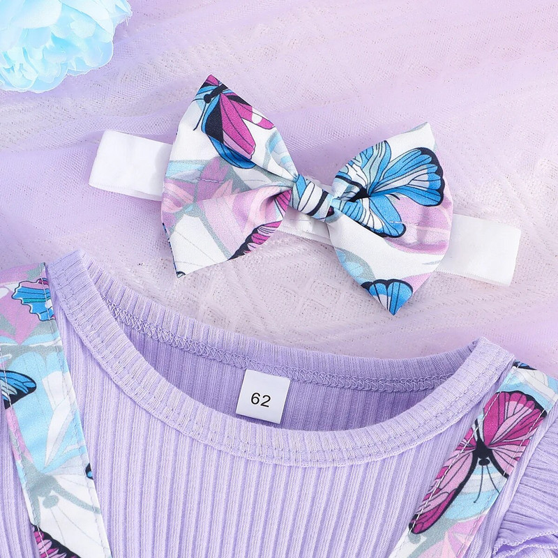 Prowow 0-18M őszi téli babaruhák lányoknak, hosszú ujjú, lila pillangós nadrágos body ruha újszülötteknek jumpsuit