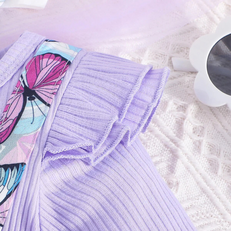 Prowow 0-18M őszi téli babaruhák lányoknak, hosszú ujjú, lila pillangós nadrágos body ruha újszülötteknek jumpsuit