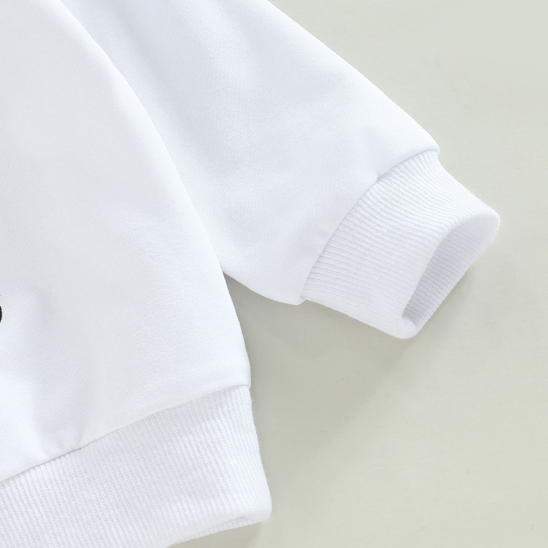 Baby Girls Boys 2 részes ruházati levél szarvasmarha fej nyomtatott környakú, hosszú ujjú pulóverek felsők + egyszínű hosszú nadrág szett