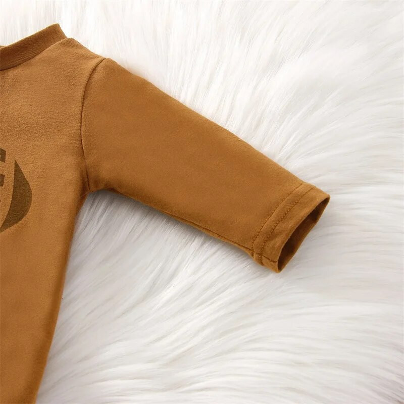 Baby Boys Girls Fall Football Game Outfit Letter Crewneck hosszú ujjú pulóver Romper Rugby Print húzózsinóros nadrág szettek