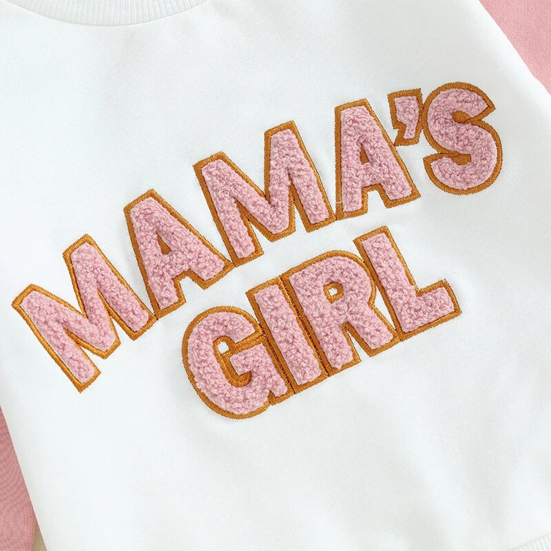 Kisgyermek lányoknak 2 részes ruházat, betűmintás hosszú ujjú pulóver és elasztikus nadrág szett, baba aranyos őszi ruhák