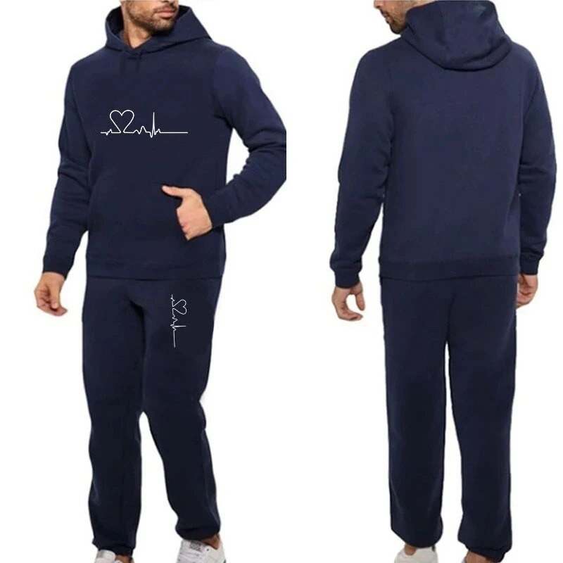 2023 új férfi kapucnis öltöny tréningruha férfi egyszínű kapucnis pulóver + kocogó nadrág Homme kiváló minőségű pulóver sportkészlet