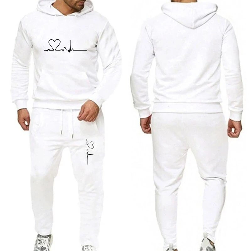 2023 új férfi kapucnis öltöny tréningruha férfi egyszínű kapucnis pulóver + kocogó nadrág Homme kiváló minőségű pulóver sportkészlet