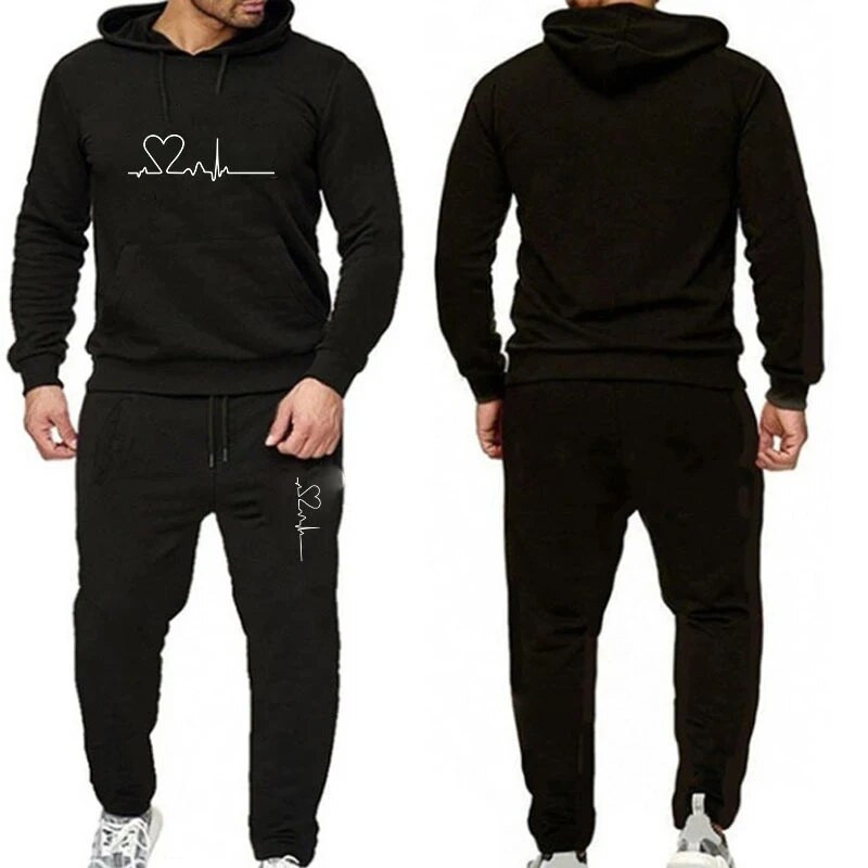 2023 új férfi kapucnis öltöny tréningruha férfi egyszínű kapucnis pulóver + kocogó nadrág Homme kiváló minőségű pulóver sportkészlet