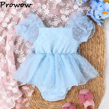 Prowow 0-18M Baby Girls Princess Dress Puffy Mesh Bowknot Bodysuit for Newborns Бебешки комбинезон Дрехи за рожден ден за момичета