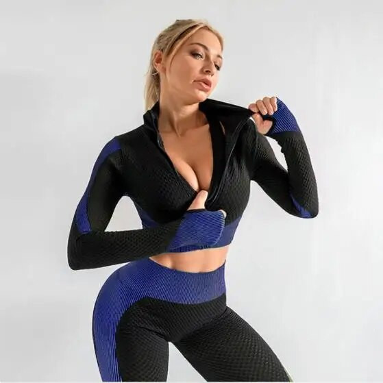 3 db Zökkenőmentes jóga szett tornaterem fitnesz ruházat női jóga öltöny sportruházat női edzés leggings felső sportruházat edzőruha