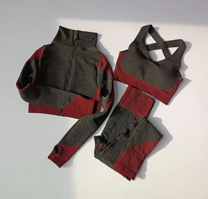 3 db Zökkenőmentes jóga szett tornaterem fitnesz ruházat női jóga öltöny sportruházat női edzés leggings felső sportruházat edzőruha