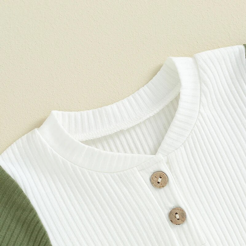 Kislányok fiúk őszi ruhák bordás gombok kontraszt színű hosszú ujjú nadrág hosszú nadrág 2 db ruha szett