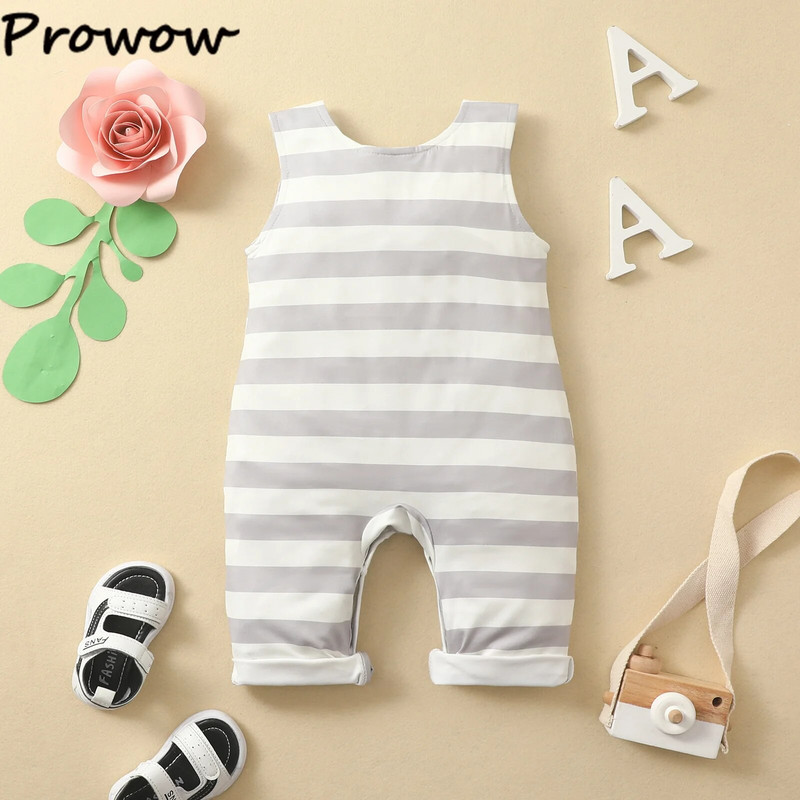 Prowow 0-18M Nyári babaruhák Fiúk Lányok Nyaraló Ujjatlan Rajzfilm Aranyos Elefánt Body Csecsemőknek Gyerekruházat