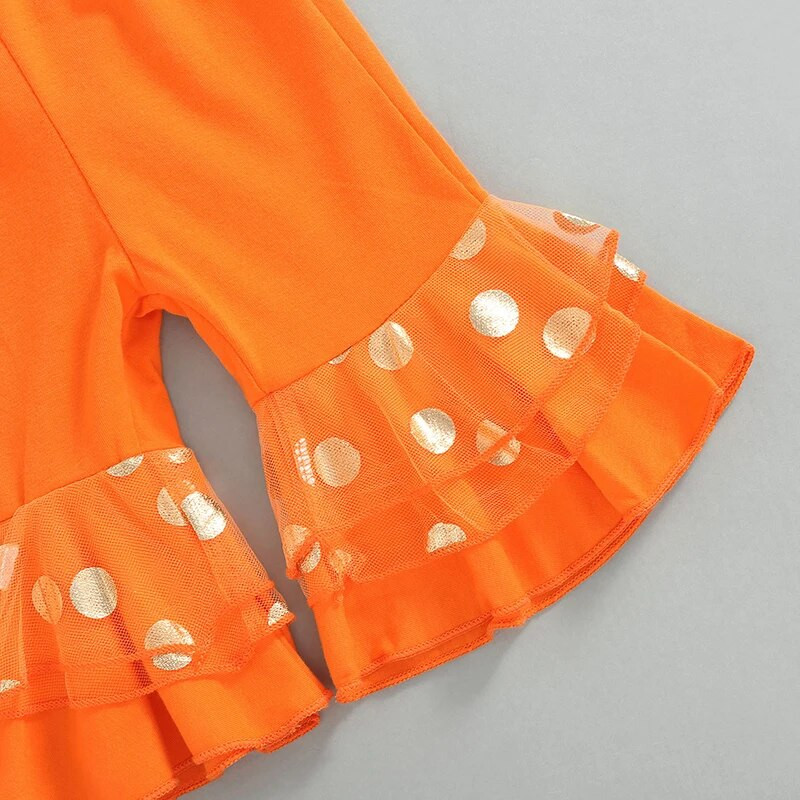 Újszülött kislány halloween ruha hálós puff ujjú fodros csengő alsó nadrág szett fejpántos ruhákkal