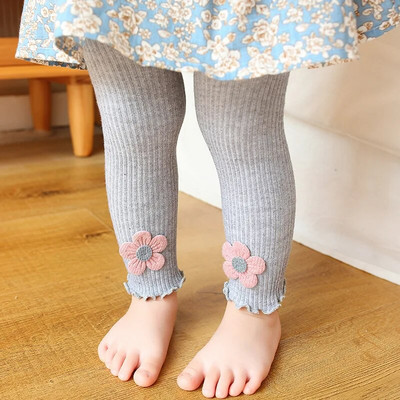 Baby Girl Leggings Őszi nadrág Baba Harisnya Gyerek Tipegő Nadrág Virág Pamut Kötő Nadrág gyerekeknek Csecsemő Legging Tavaszi