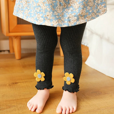 Baby Girl Leggings Őszi nadrág Baba Harisnya Gyerek Tipegő Nadrág Virág Pamut Kötő Nadrág gyerekeknek Csecsemő Legging Tavaszi