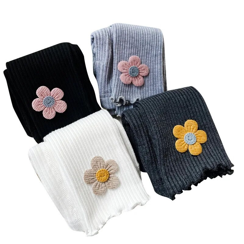 Baby Girl Leggings Őszi nadrág Baba Harisnya Gyerek Tipegő Nadrág Virág Pamut Kötő Nadrág gyerekeknek Csecsemő Legging Tavaszi