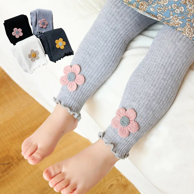 Baby Girl Leggings Őszi nadrág Baba Harisnya Gyerek Tipegő Nadrág Virág Pamut Kötő Nadrág gyerekeknek Csecsemő Legging Tavaszi