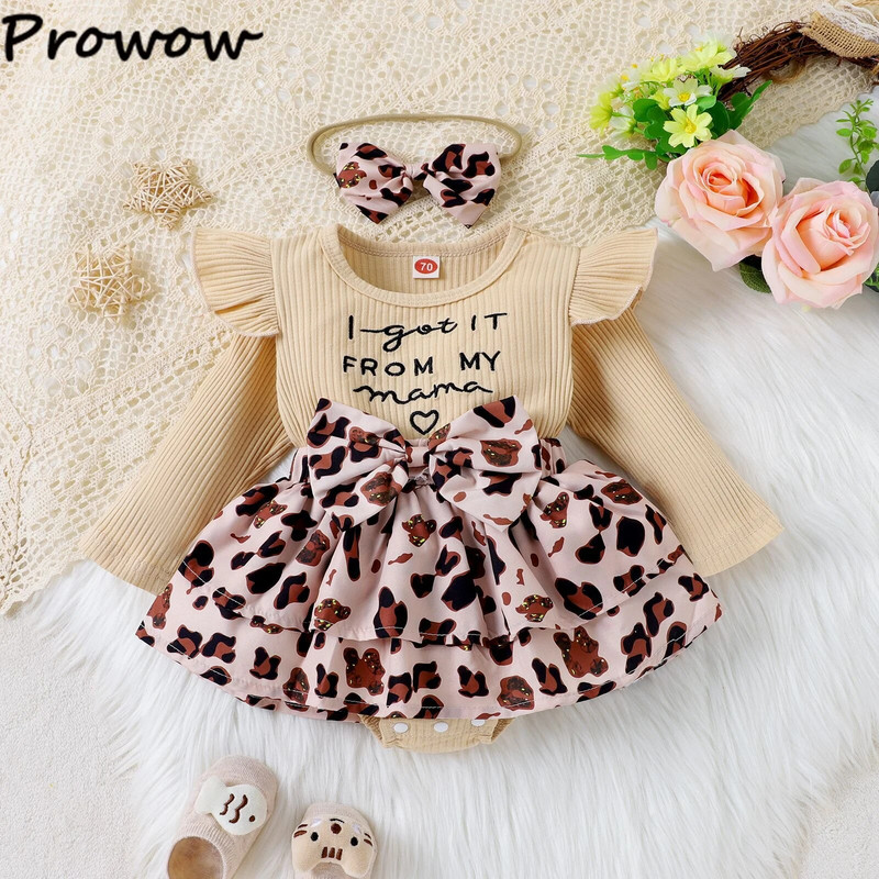 Prowow 0-24M újszülött baba lány ruhák ősz tél hosszú ujjú levél virágos pólós ruha csecsemők body újszülötteknek