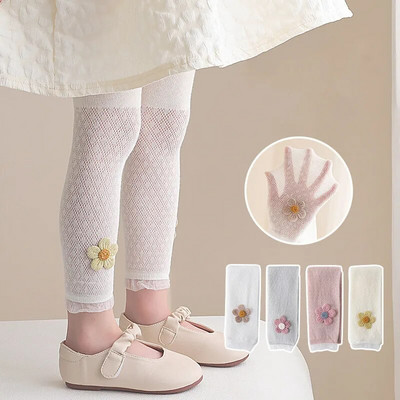 Girls Leggings Kids Cotton Pants 1 To 8 Yrs 2023 Summer Children`s Clothing Pencil Pant Cartoon Flower Trousers Korean Style