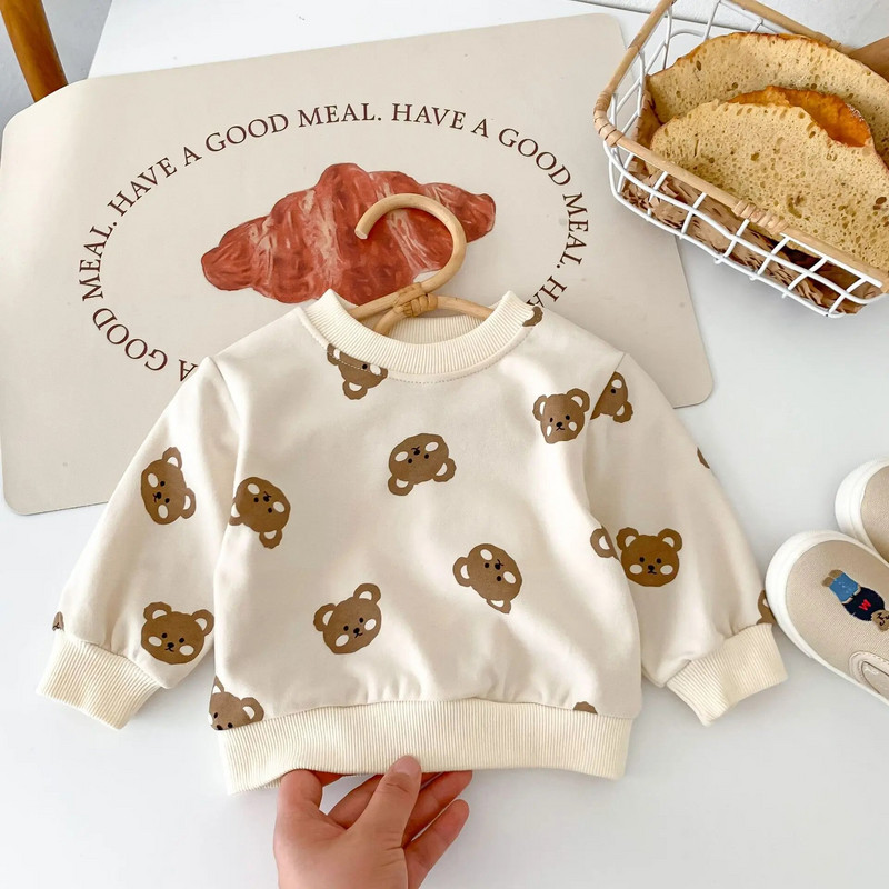 2023 őszi csecsemő baba lányok fiúk teljes ujjú karikatúra medve felső pulóverek+hárem nadrág tipegő gyerek ruha szett 2db 0-3Y