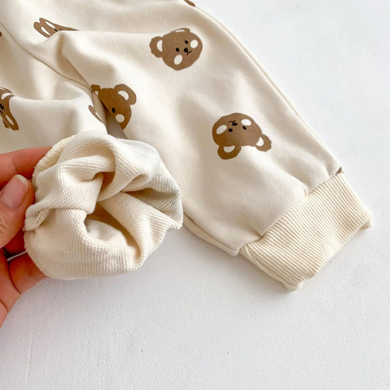 2023 őszi csecsemő baba lányok fiúk teljes ujjú karikatúra medve felső pulóverek+hárem nadrág tipegő gyerek ruha szett 2db 0-3Y