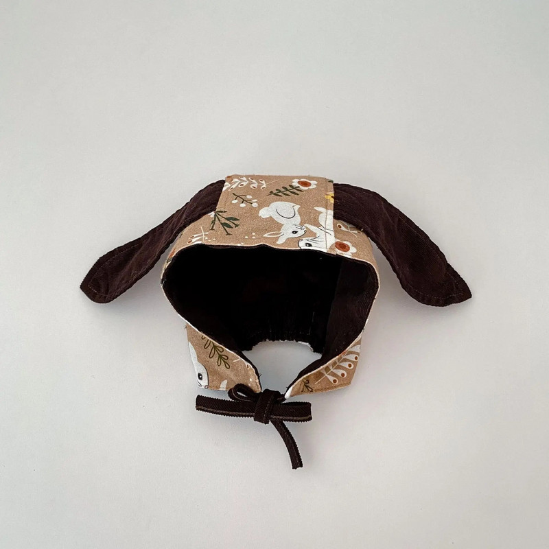 Aranyos hangulatos 2023-as őszi csecsemő újszülött body-szett - nyúlmintás hosszú ujjú felső + egyszínű nadrágsapka gyerekeknek kislányoknak