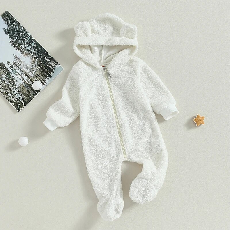 ma&baby 0-12M újszülött csecsemő kisfiú lány jumpsuit meleg plüss aranyos medve nadrág őszi tavaszi téli ruházat