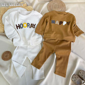 2023 Autumn New In Kids Baby Boys Waffles Ολόσωμο γράμμα Φούτερ + Παντελόνι Παιδικό Σετ Παιδικών Ρούχων 2 τμχ 0-5Y