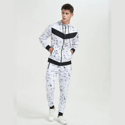 Cross Border Ανδρικά 3D Splicing Color Blocking Εκτύπωση με κουκούλα Casual Sports Ανδρικά Hoodie SetSportswear αθλητική φόρμα ανδρική αθλητική φόρμα