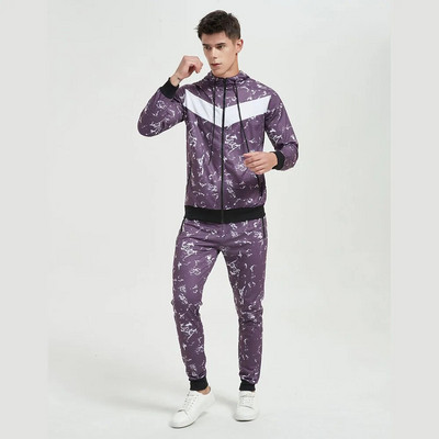 Cross Border Ανδρικά 3D Splicing Color Blocking Εκτύπωση με κουκούλα Casual Sports Ανδρικά Hoodie SetSportswear αθλητική φόρμα ανδρική αθλητική φόρμα