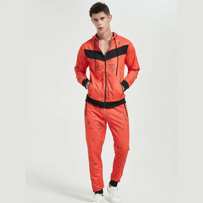Cross Border Férfi 3D Splicing Színes Blokkolás Nyomtatás Kapucnis alkalmi sport férfi kapucnis szett Sportruházat tréningruha férfi sportruha