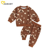 ma&baby 0-3Y Απόκριες Ημέρα των Ευχαριστιών Νεογέννητο Βρέφος Βρέφος Βρέφος Κοριτσάκι Σετ Ρούχα Τουρκίας με στάμπα κολοκύθας Μακρυμάνικα παντελόνια