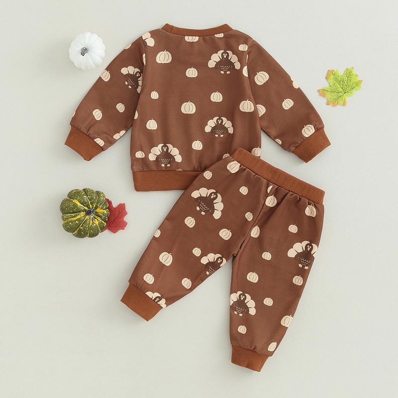 ma&baby 0-3Y Halloween Hálaadás napja Újszülött csecsemő kisfiú lány ruhakészletek pulyka sütőtök mintás hosszú ujjú felsők nadrágok
