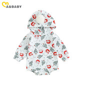ma&baby 0-12M Χριστουγεννιάτικο νεογέννητο μωρό μωρό μακρυμάνικο μπουμπούκι με κουκούλα με κουκούλα Santa Tree στάμπα Φόρμουλα Playsuit Χριστουγεννιάτικες στολές