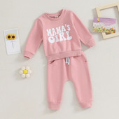 Kisgyermek kislányoknak 2db Outfit betűkkel nyomtatott hosszú ujjú pulóver felsők egyszínű nadrágok őszi téli ruhák