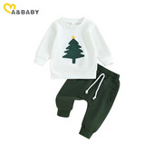 ma&baby 0-3Y Χριστουγεννιάτικα νήπια Βρεφικά Σετ Ρούχα Κοριτσιού Βρέφος Κέντημα δέντρου μακρυμάνικο παντελόνι Χριστουγεννιάτικες στολές