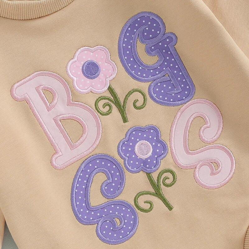 ma&baby 0-24M újszülött csecsemő kislány hosszú ujjú, virágos betűkkel hímzett kombikruha őszi tavaszi ruházat