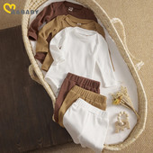 ma&baby 0-18M Άνοιξη Φθινόπωρο Νεογέννητο Βρέφος Κορίτσια Αγόρια Σετ Ρούχα Πλεκτό Μαλακό Παντελόνι Ρόμπερ Ρούχα Ρούχα