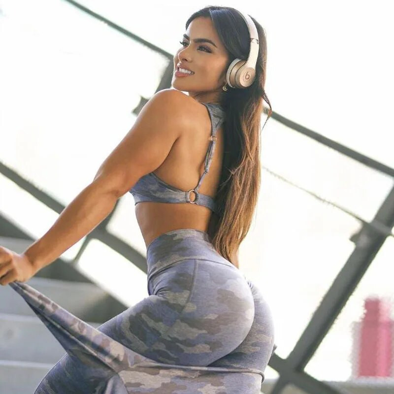 Camo edzőtermi szett női 2022-es edzésruhák nőknek Push Up sportruházat nőknek jógaruha fitneszhez Szürke trénruha, fekete viselet