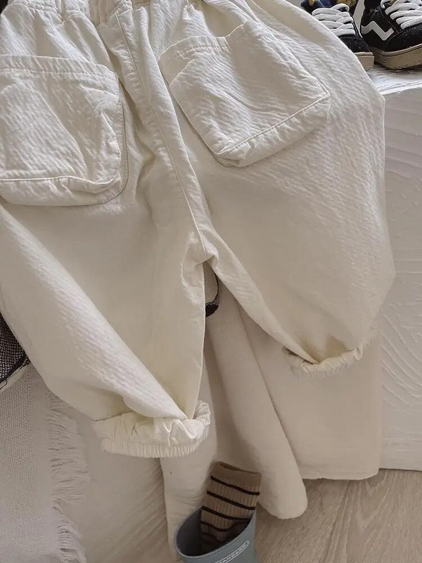 2023 ősz, új gyerekek bő nadrágok masszív fiúk bő nadrágok divat lányok zsebnadrágok baba hárem nadrág pamut babaruhák