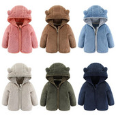 Φθινοπωρινό Χειμώνας Νεογέννητο Μπουφάν Fleece Hoodies Νήπιο αγόρι για κορίτσια Παλτό Φερμουάρ Χαριτωμένα αυτιά Ζεστά παιδικά εξωτερικά ενδύματα 1-2 ετών