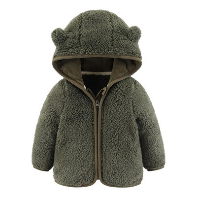 Φθινοπωρινό Χειμώνας Νεογέννητο Μπουφάν Fleece Hoodies Νήπιο αγόρι για κορίτσια Παλτό Φερμουάρ Χαριτωμένα αυτιά Ζεστά παιδικά εξωτερικά ενδύματα 1-2 ετών