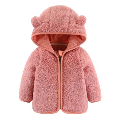 Φθινοπωρινό Χειμώνας Νεογέννητο Μπουφάν Fleece Hoodies Νήπιο αγόρι για κορίτσια Παλτό Φερμουάρ Χαριτωμένα αυτιά Ζεστά παιδικά εξωτερικά ενδύματα 1-2 ετών