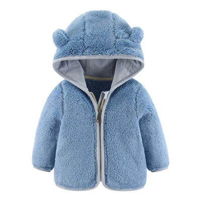 Φθινοπωρινό Χειμώνας Νεογέννητο Μπουφάν Fleece Hoodies Νήπιο αγόρι για κορίτσια Παλτό Φερμουάρ Χαριτωμένα αυτιά Ζεστά παιδικά εξωτερικά ενδύματα 1-2 ετών