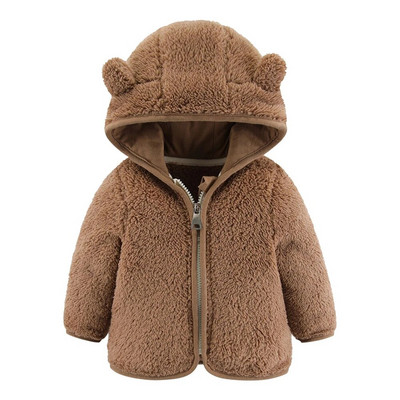 Φθινοπωρινό Χειμώνας Νεογέννητο Μπουφάν Fleece Hoodies Νήπιο αγόρι για κορίτσια Παλτό Φερμουάρ Χαριτωμένα αυτιά Ζεστά παιδικά εξωτερικά ενδύματα 1-2 ετών