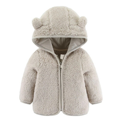 Φθινοπωρινό Χειμώνας Νεογέννητο Μπουφάν Fleece Hoodies Νήπιο αγόρι για κορίτσια Παλτό Φερμουάρ Χαριτωμένα αυτιά Ζεστά παιδικά εξωτερικά ενδύματα 1-2 ετών