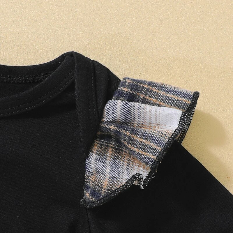 Baby Girls 3 részes ruha, hosszú ujjú medve kockás szoknyával, csípős fejpántos őszi ruha